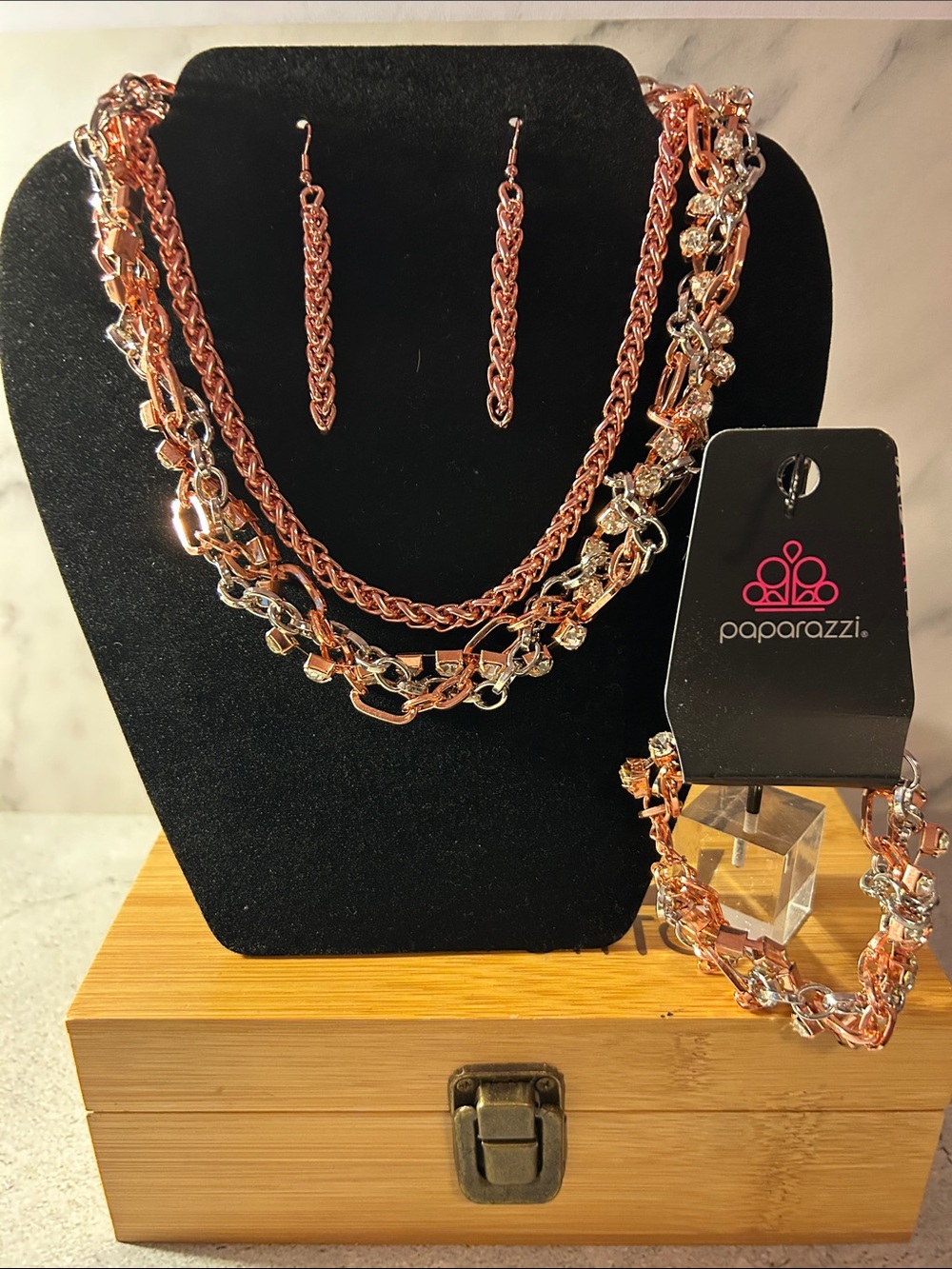 Paparazzi Rose Gold & Silver Mixed-Metal Layered Necklace Set
